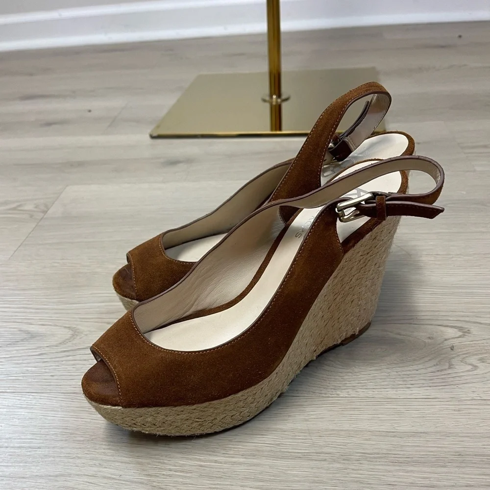 Michael Kors Brown Suede Platform Wedge Sandal size 9.5
